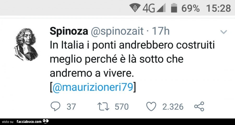 In italia i ponti andrebbero costruiti meglio perché è là sotto che andremo a vivere