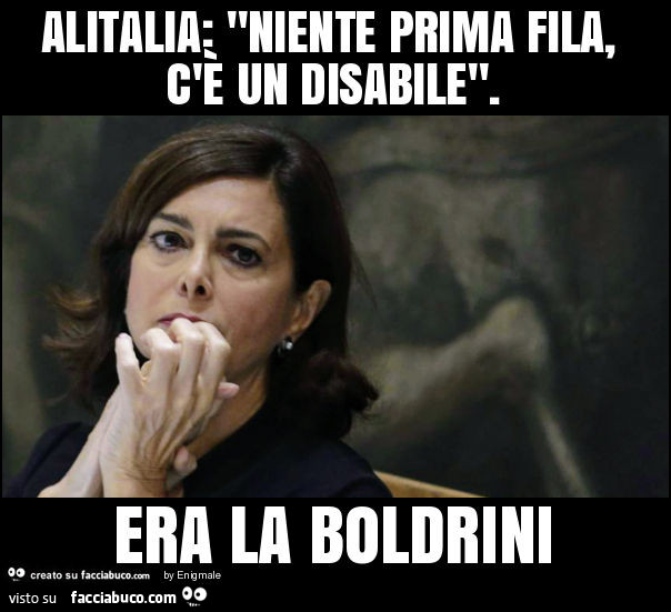 Alitalia: "niente prima fila, c'è un disabile". Era la boldrini