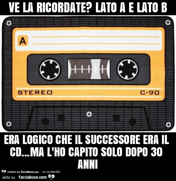 Ve la ricordate? Lato a e lato b era logico che il successore era il cd… ma l'ho capito solo dopo 30 anni
