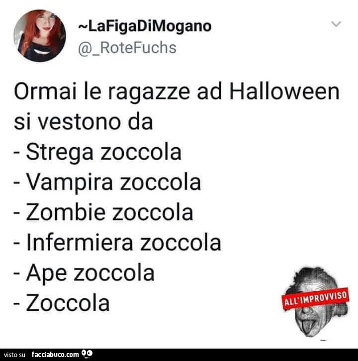 Ormai le ragazze ad halloween si vestono da strega zoccola vampira zoccola zombie zoccola infermiera zoccola ape zoccola zoccola
