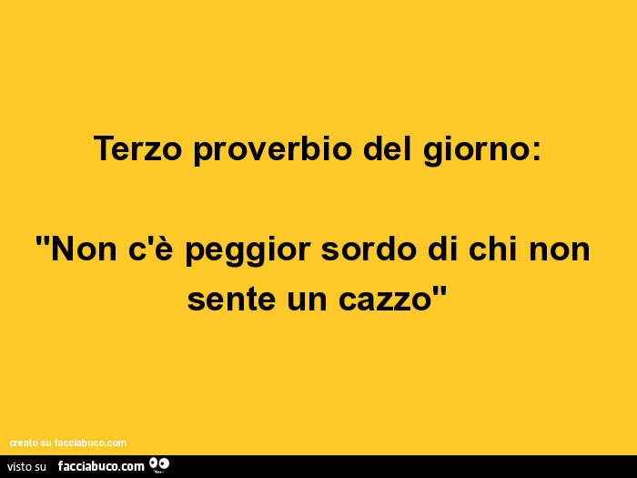 Terzo proverbio del giorno: non c'è peggior sordo di chi non sente un cazzo