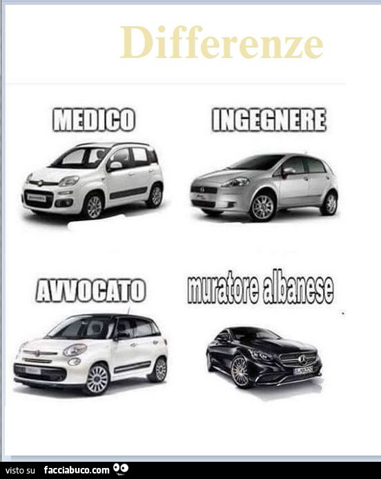 Differenze. Medico. Ingegnere. Avvocato. Muratore albanese