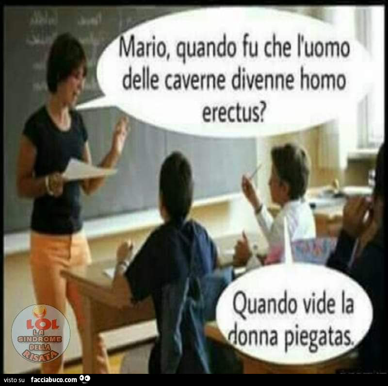 Mario, quando fu che l'uomo delle caverne divenne homo erectus? Quando vide la donna piegatas