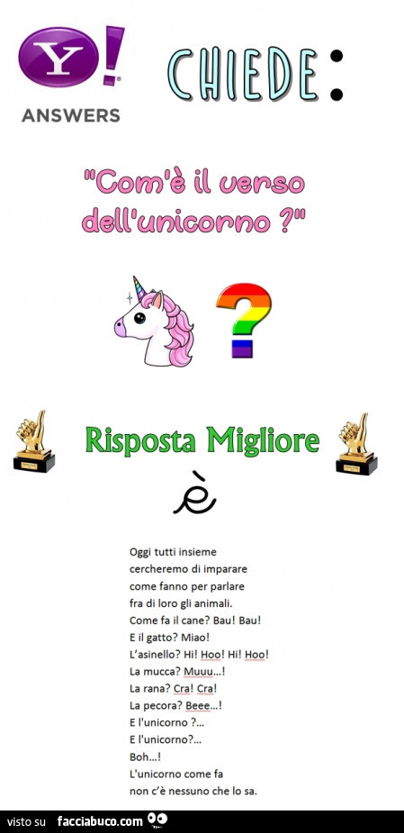 Com'è il verso dell'unicorno?