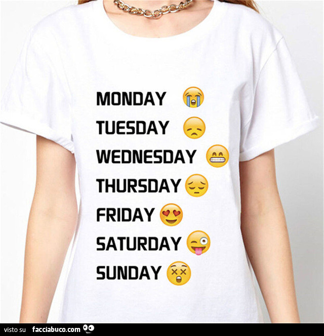 Maglietta giorni della settimana con emoji