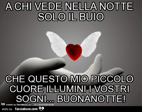 A chi vede nella notte solo il buio che questo mio piccolo cuore illumini i vostri sogni&hellip; buonanotte