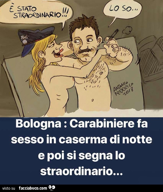 Bologna: carabiniere fa sesso in caserma di notte e poi si segna lo straordinario
