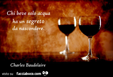 Chi beve solo acqua ha un segreto da nascondere. Charles Baudelaire