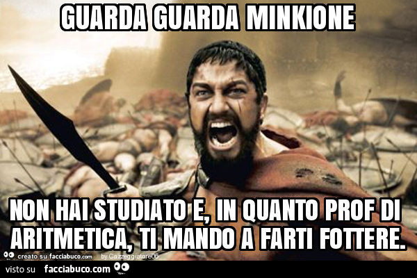 Guarda guarda minkione non hai studiato e, in quanto prof di aritmetica, ti mando a farti fottere