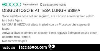 Disgusto e attesa lunghissima