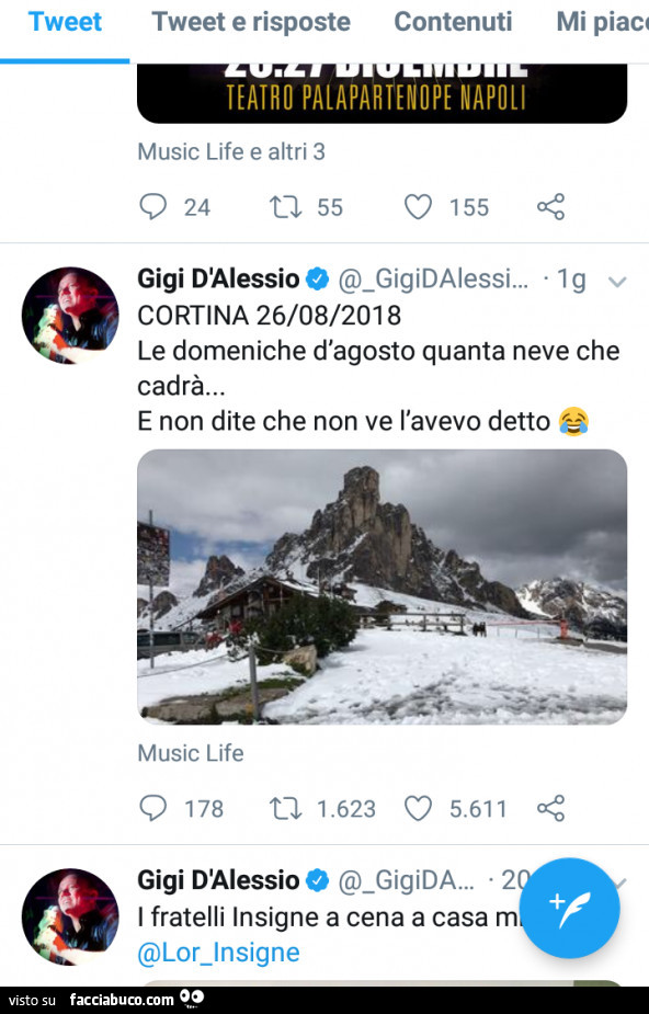 Gigi d'alessio, cortina le domeniche d'agosto quanta neve che cadrà… e non dite che non ve l'avevo detto