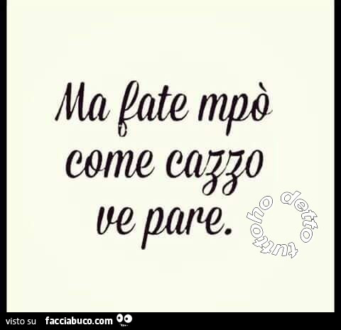 Ma fate mpò come cazzo ve pare