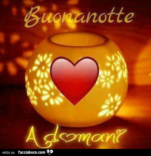 Vasetto luminoso con cuore. Buonanotte a domani