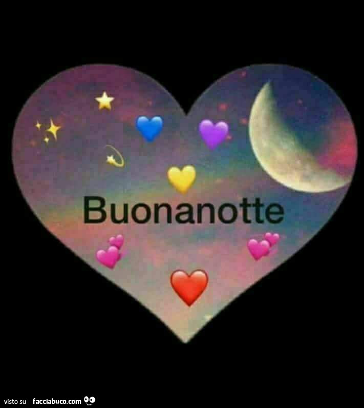 Buonanotte scritto nel cuore con la luna di sfondo