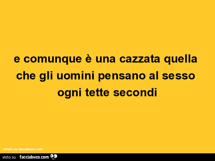 E comunque è una cazzata quella che gli uomini pensano al sesso ogni tette secondi