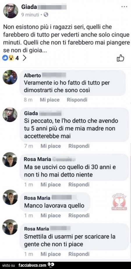 Non esistono più i ragazzi seri, Quelli che farebbero di tutto per vederti anche solo cinque minuti. Quelli che non ti farebbero mai piangere se non di gioia… veramente io ho fatto di tutto per dimostrarti che sono così