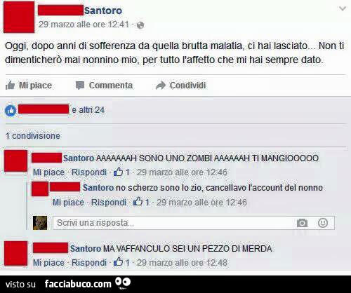 Oggi, dopo anni di sofferenza da quella brutta malatia, ci hai lasciato non ti dimenticherò mal nonnino mio, per tutto l'affetto che mi hai sempre dato