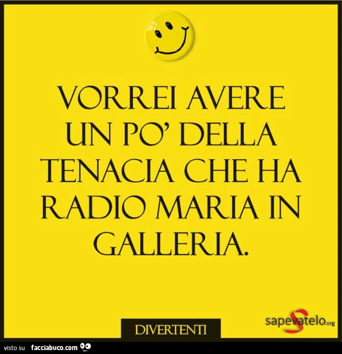Vorrei avere un po' della tenacia che ha radio maria in galleria