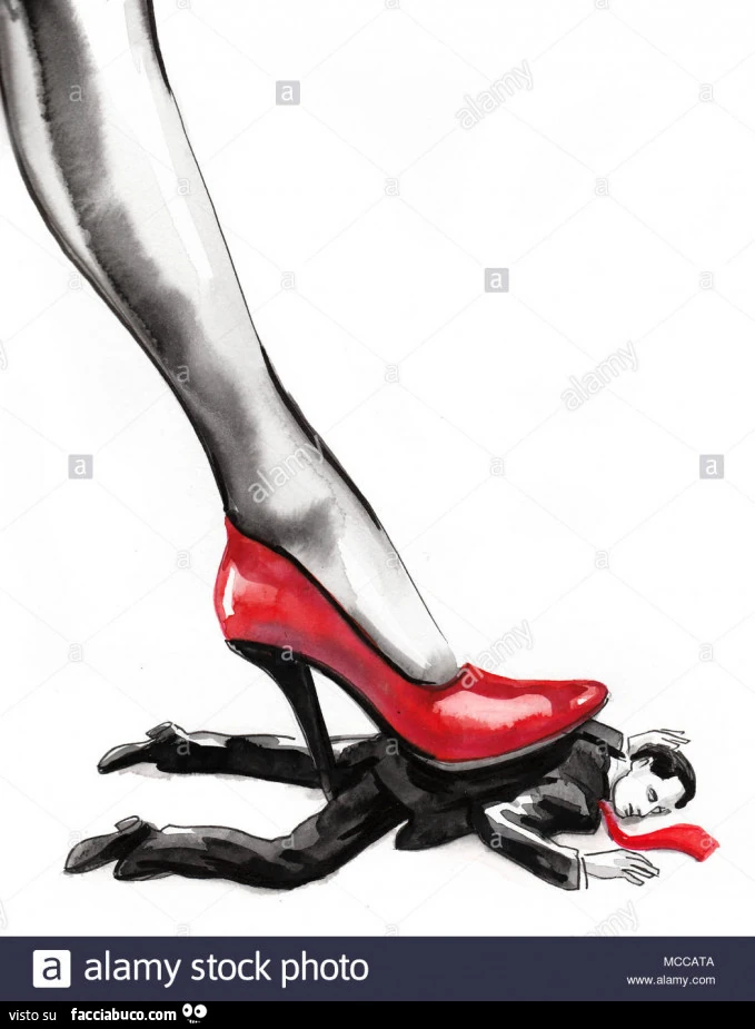 Uomo sotto il tacco della donna