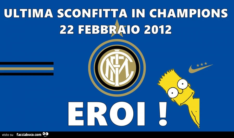 Ultima sconfitta in champions 22 febbraio 2012 eroi