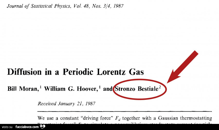 Diffusion in a periodic lorentz gas bill moran, l william g. Hoover, and stronzo bestiale