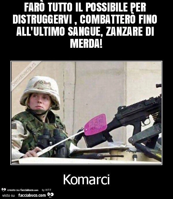 Farò tutto il possibile per distruggervi, combatterò fino all'ultimo sangue, zanzare di merda