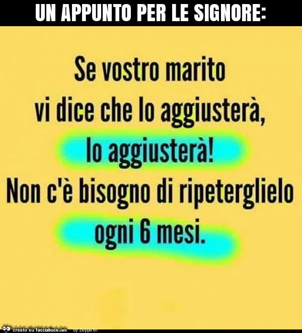 Un appunto per le signore