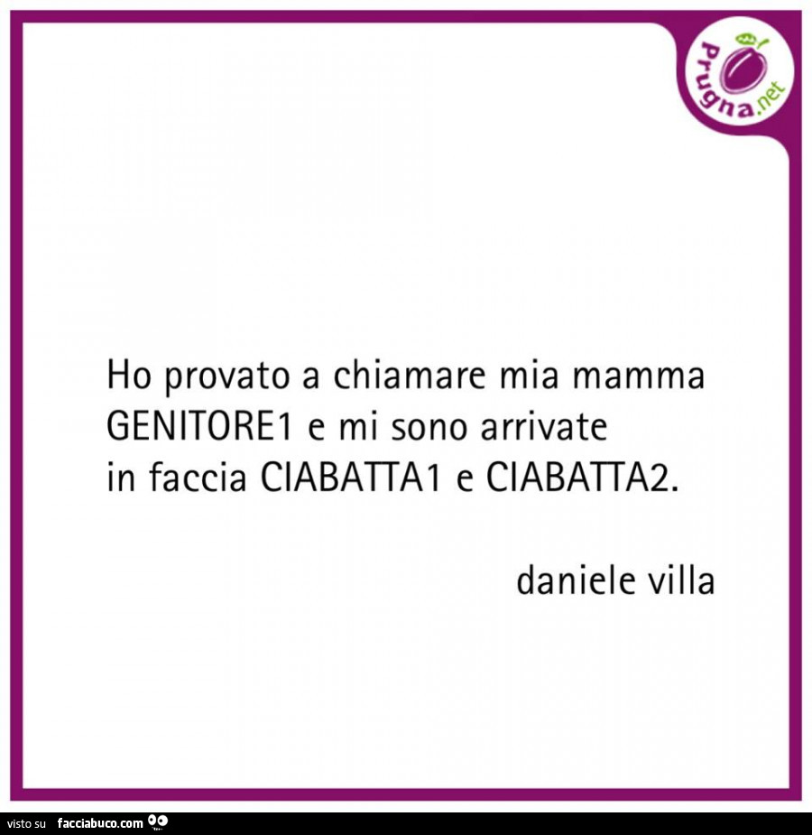 Ho provato a chiamare mia mamma genitore 1 e mi sono arrivate in faccia ciabatta1 e ciabatta2