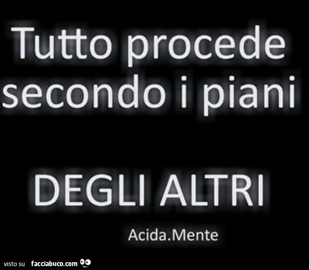 Tutto procede secondo i piani degli altri