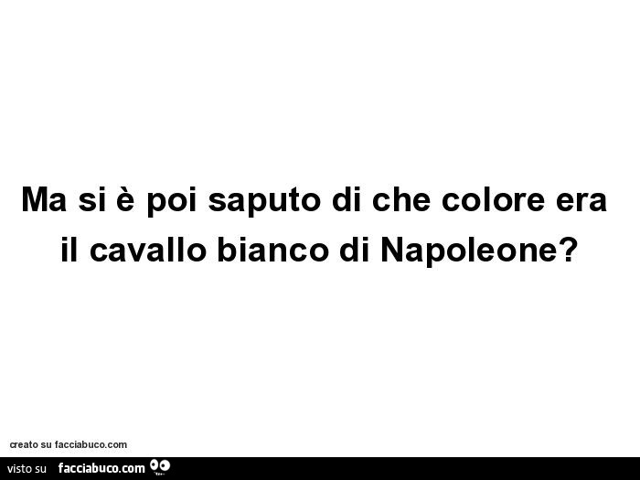 Ma si è poi saputo di che colore era il cavallo bianco di napoleone?