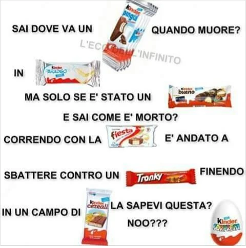 Sai dove va un Kinder pingui quando muore? In kinder paradiso, ma solo se è stato un kinder bueno
