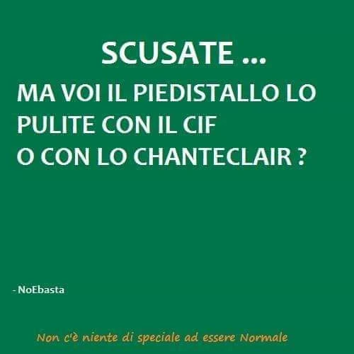 Scusate&hellip; ma voi il piedistallo lo pulite con il cif o con lo chanteclair