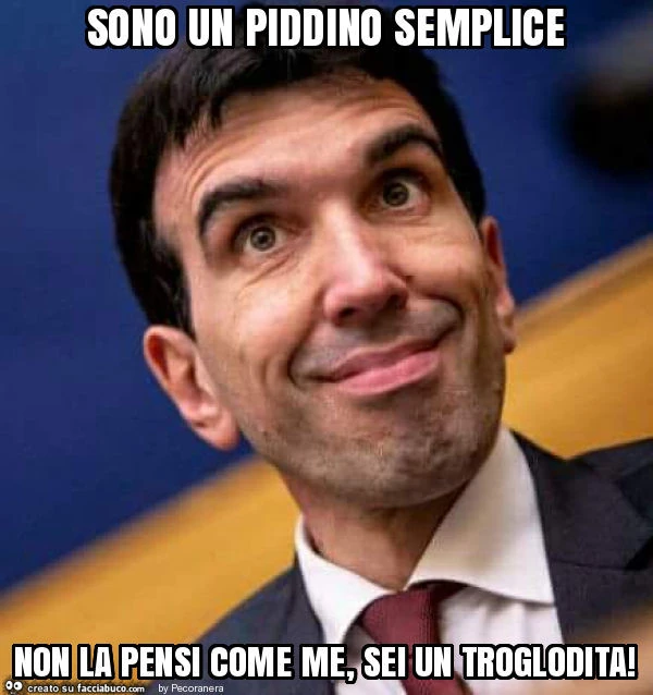 Sono un piddino semplice non la pensi come me, sei un troglodita