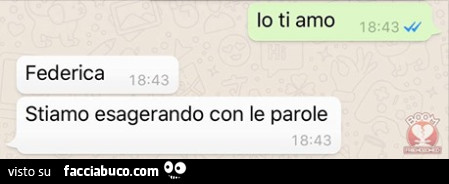 Io ti amo. Federica stiamo esagerando con le parole