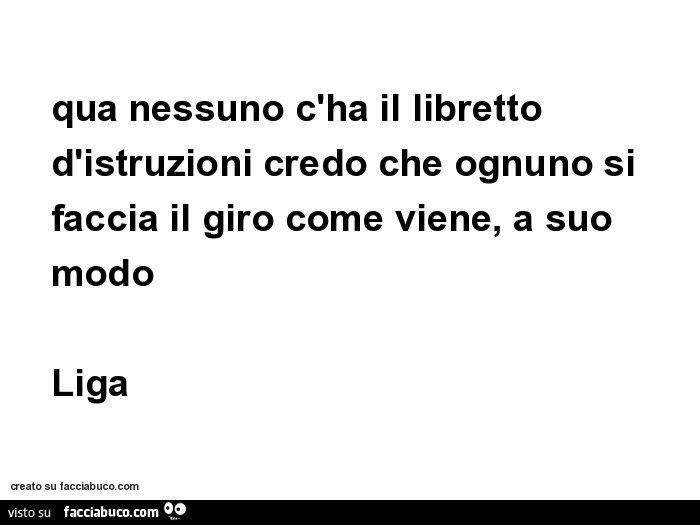 Qua nessuno c'ha il libretto d'istruzioni credo che ognuno si faccia il giro come viene, a suo modo