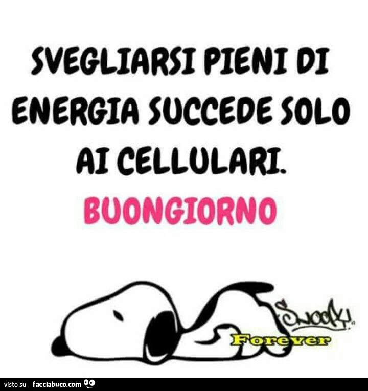 Svegliarsi pieni di energia succede solo ai cellulari. Buongiorno
