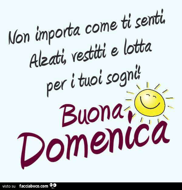 Non importa come ti senti, alzati, vestiti e lotta per i tuoi sogni! Buona Domenica