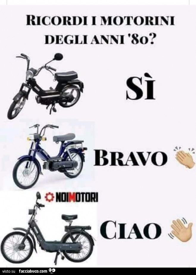 Ricordi i motorini degli anni '80? Sì bravo ciao