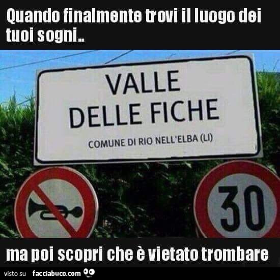 Quando finalmente trovi il luogo dei tuoi sogni. Valle delle fiche ma poi scopri che è vietato trombare