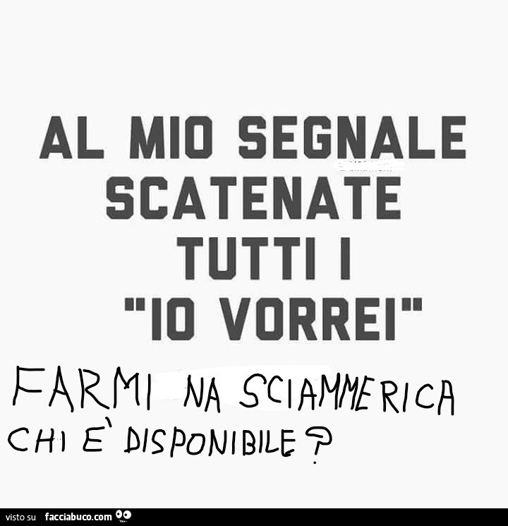 Al mio segnale scatenate tutti i io vorrei. Farmi na sciammerica chi è disponibile