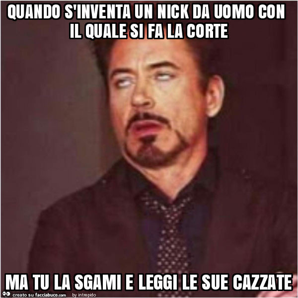 Quando s'inventa un nick da uomo con il quale si fa la corte ma tu la sgami e leggi le sue cazzate