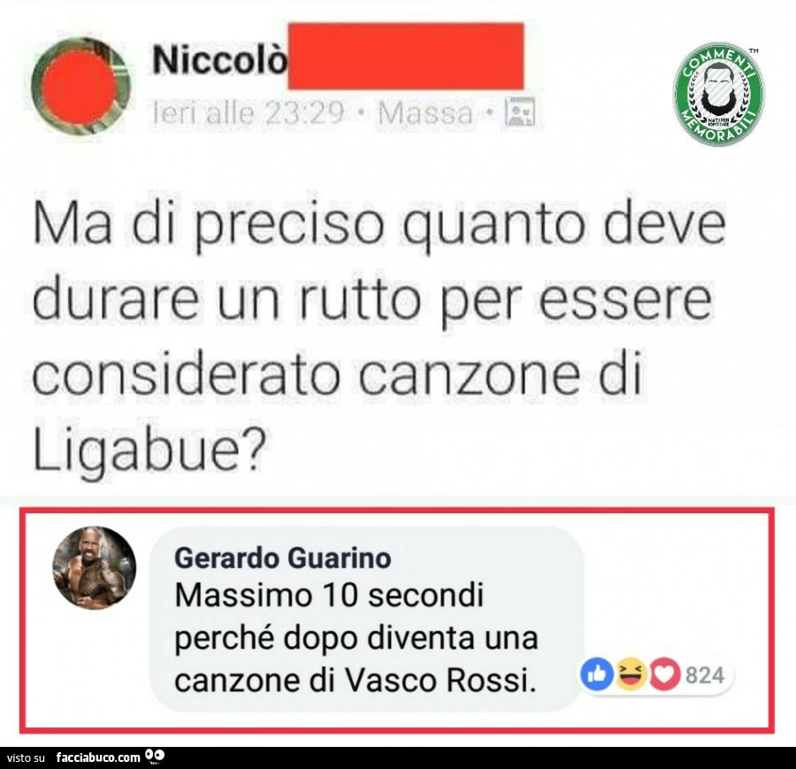 Ma di preciso quanto deve durare un rutto per essere considerato canzone di ligabue? Massimo 10 secondi perché dopo diventa una canzone di vasco rossi
