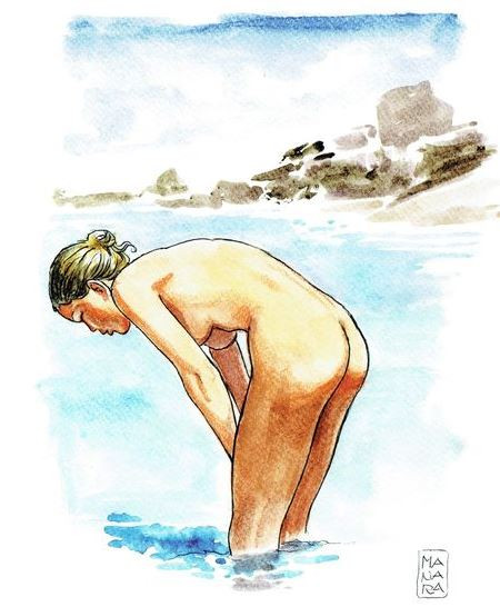 Ragazza nuda al mare by Manara