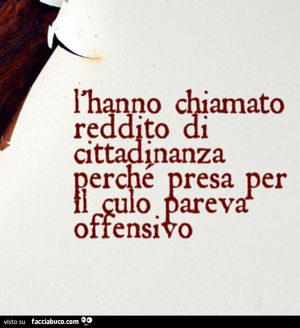 L'hanno chiamato reddito di cittadinanza perché presa per il culo pareva offensivo