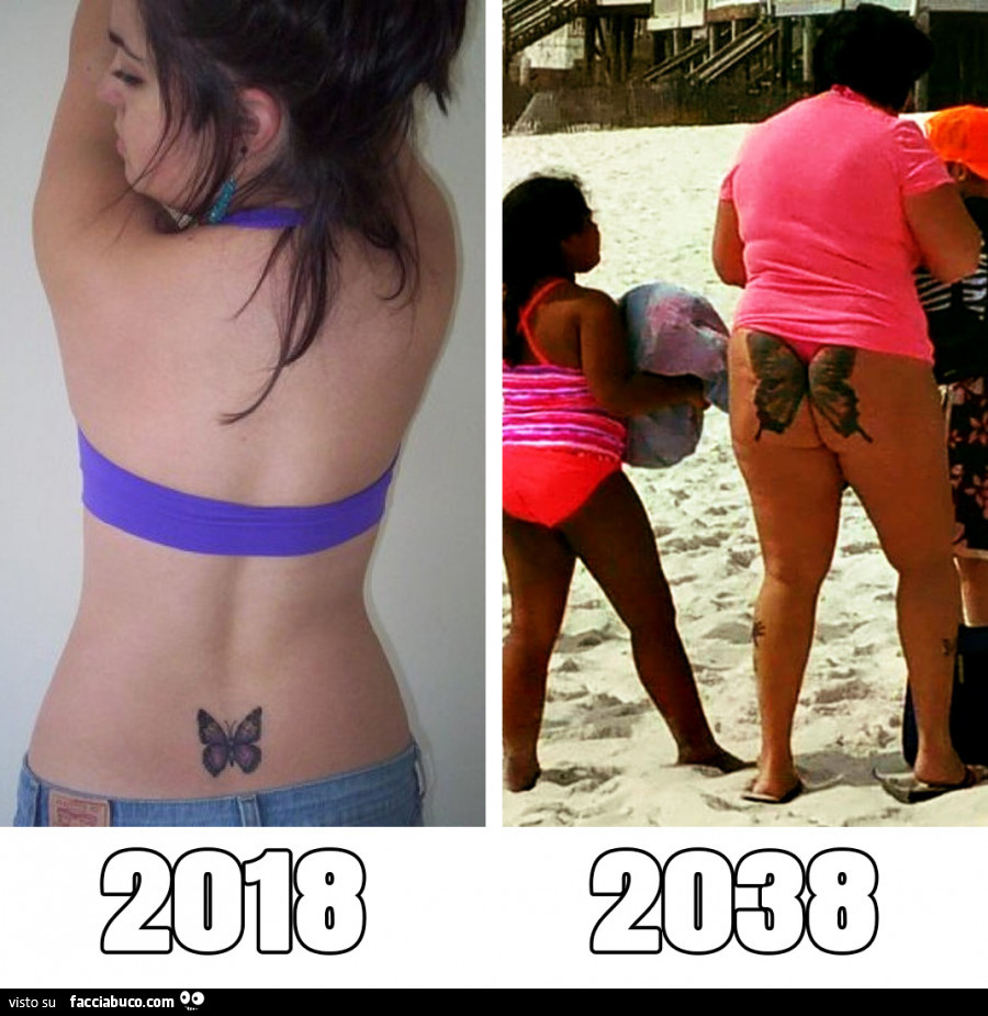 Tatuaggio farfalla nel 2018 e nel 2038