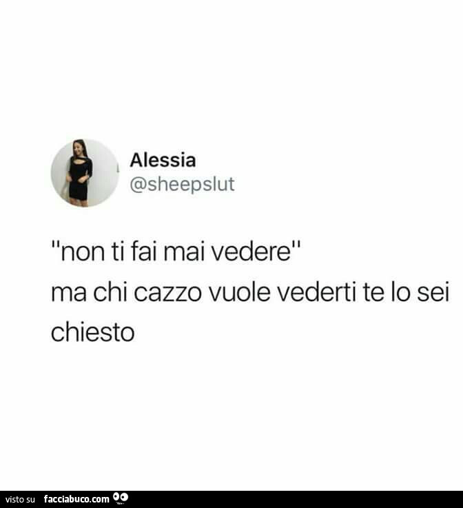 Non ti fai mai vedere ma chi cazzo vuole vederti te lo sei chiesto