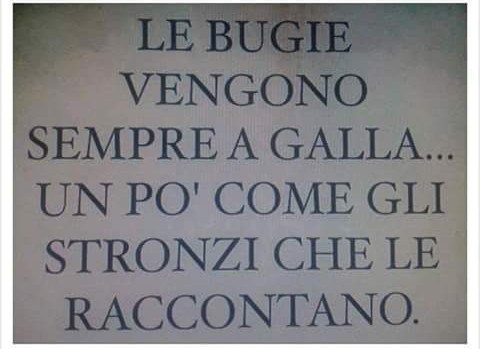 Le bugie vengono sempre a galla un po come gli stronzi che le raccontano