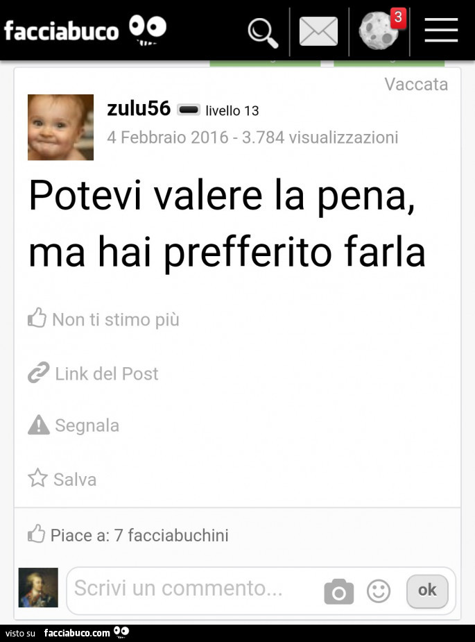 Zulu56: potevi valere la pena, ma hai prefferito farla