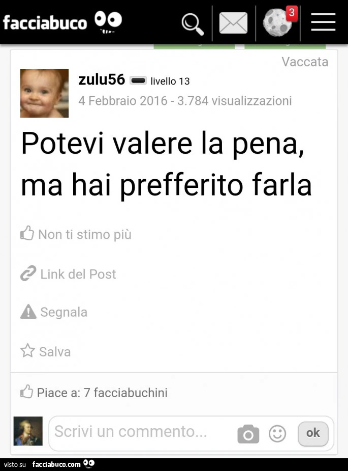 Zulu56: potevi valere la pena, ma hai prefferito farla
