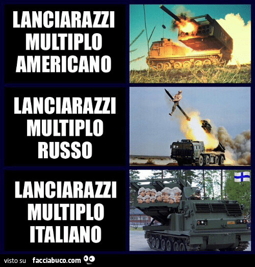 Lanciarazzi multiplo americano. Lanciarazzi multiplo russo. Lanciarazzi multiplo italiano